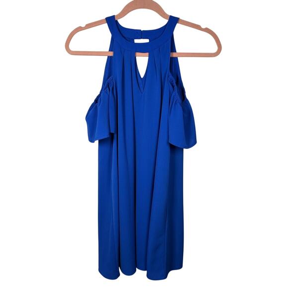 Lily Rose Royal Blue Cold Shoulder Key Hole Mini Dress Women's XS - Picture 3 of 8